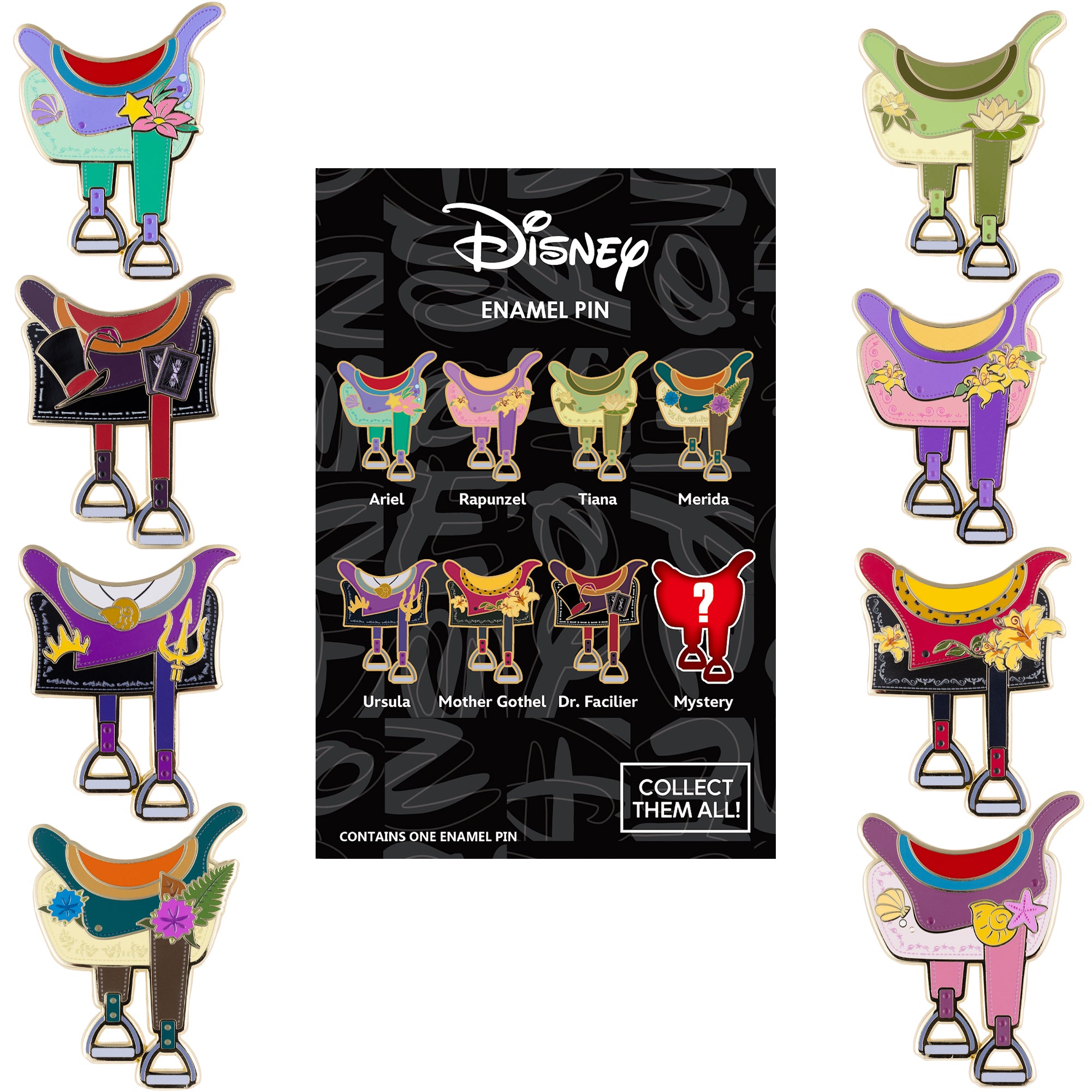 Disney Princess and Villains Horse Saddles Mystery Series 2 Jumbo Collectible Pins