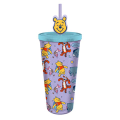 Pooh 24oz. Plastic Cold Cup w/ Lid and Topper Straw