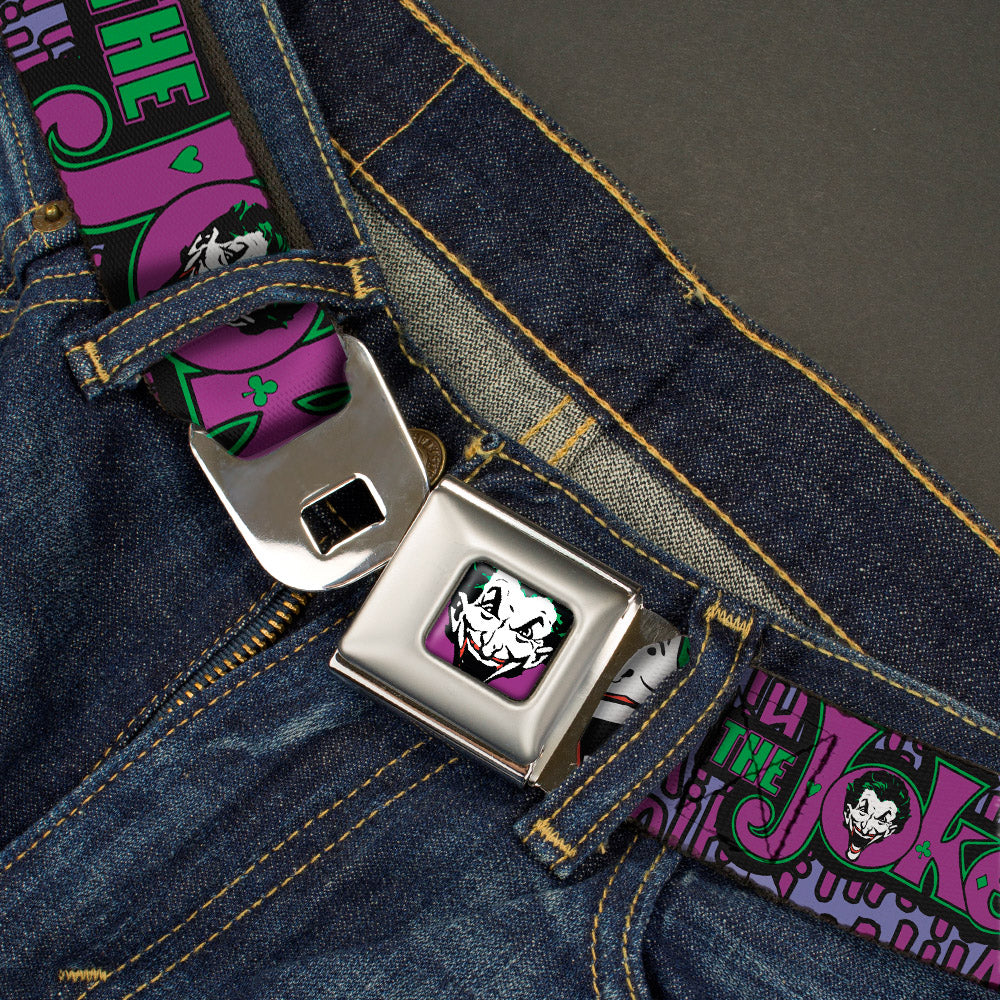 Joker Face Full Color Seatbelt Belt - Joker Face/Logo/Spades Black/Green/Purple Webbing
