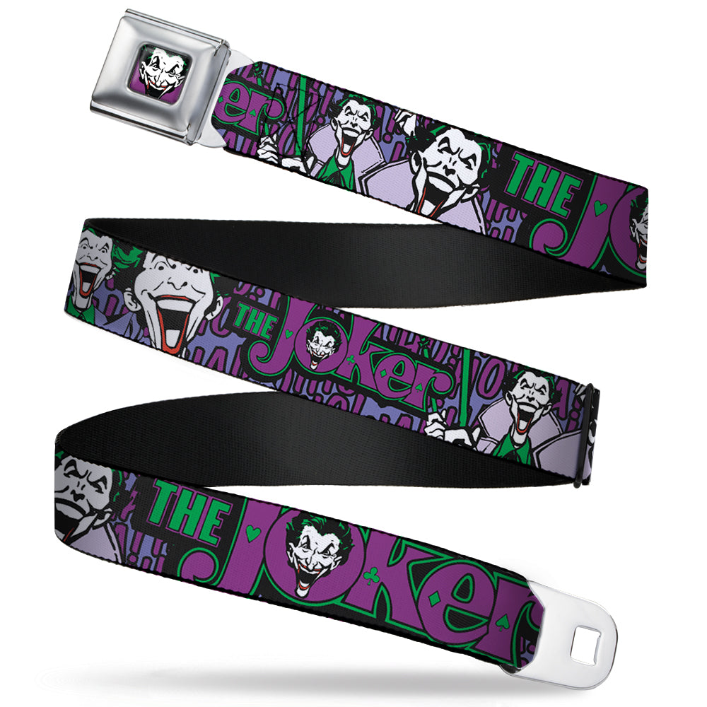 Joker Face Full Color Seatbelt Belt - Joker Face/Logo/Spades Black/Green/Purple Webbing