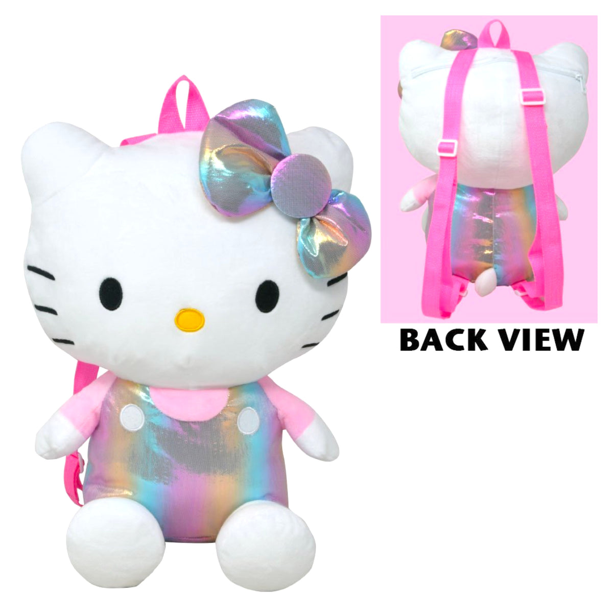 Hello Kitty Shiny Pink Plush Backpack