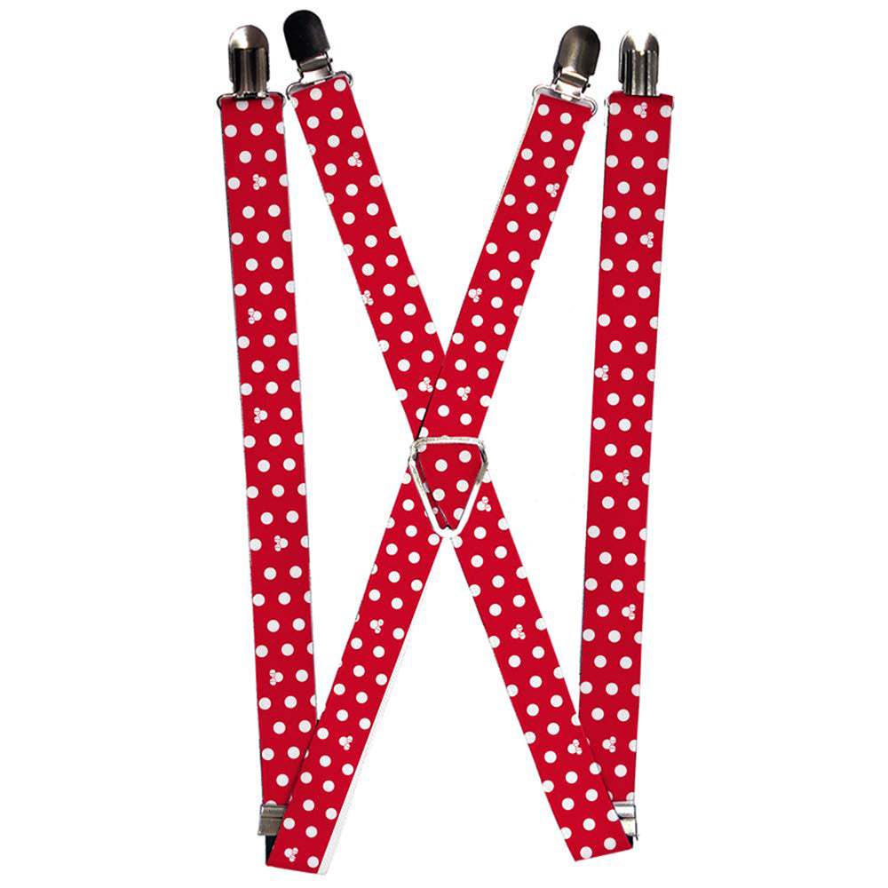 Suspenders - 1.0&quot; - Minnie Mouse Polka Dot/Mini Silhouette Red/White