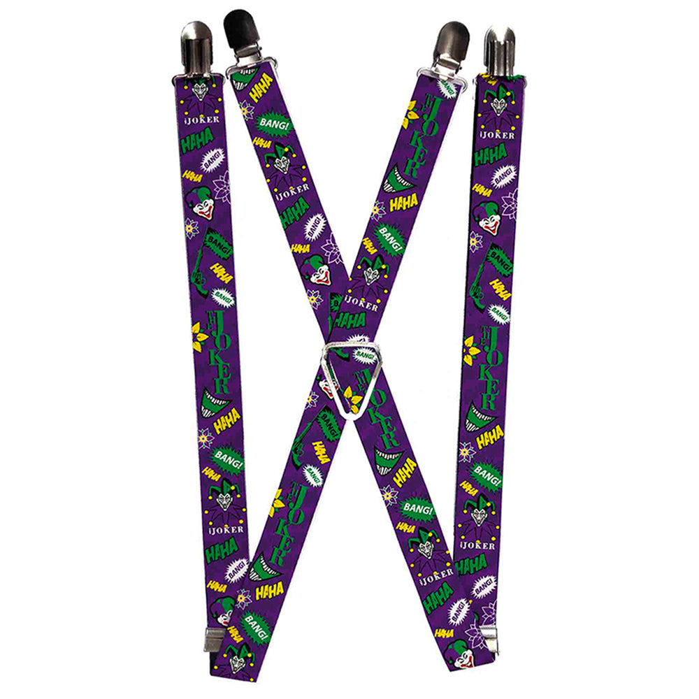 Suspenders - 1.0&quot; - THE JOKER Elements Collage Purple Green Yellow White