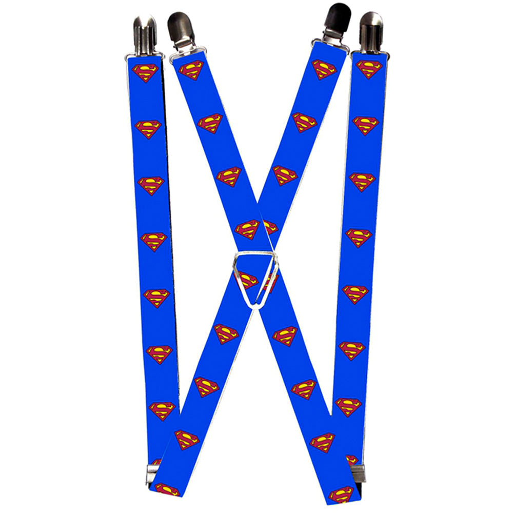 Suspenders - 1.0&quot; - Superman Shield Blue