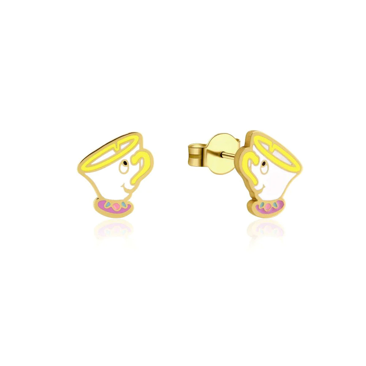 Disney Beauty and the Beast Chip Stud Earrings - Gold