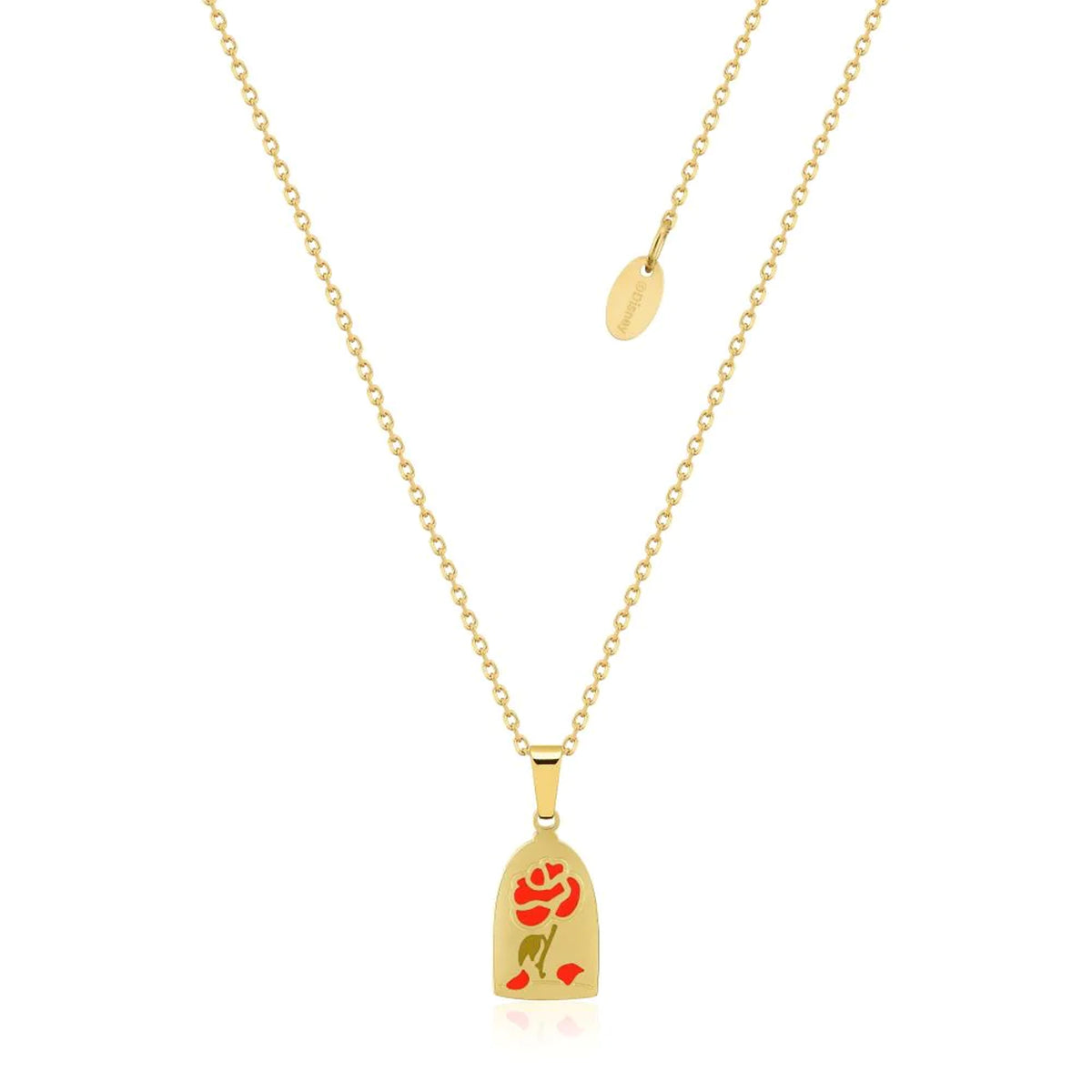 Disney Beauty and the Beast Enchanted Rose Necklace - Gold