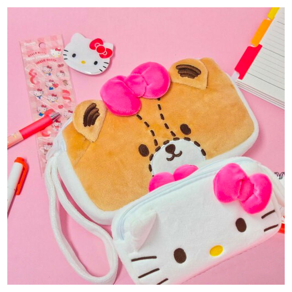 Sanrio Double-Sided 2 Zipper Pouch - Hello Kitty