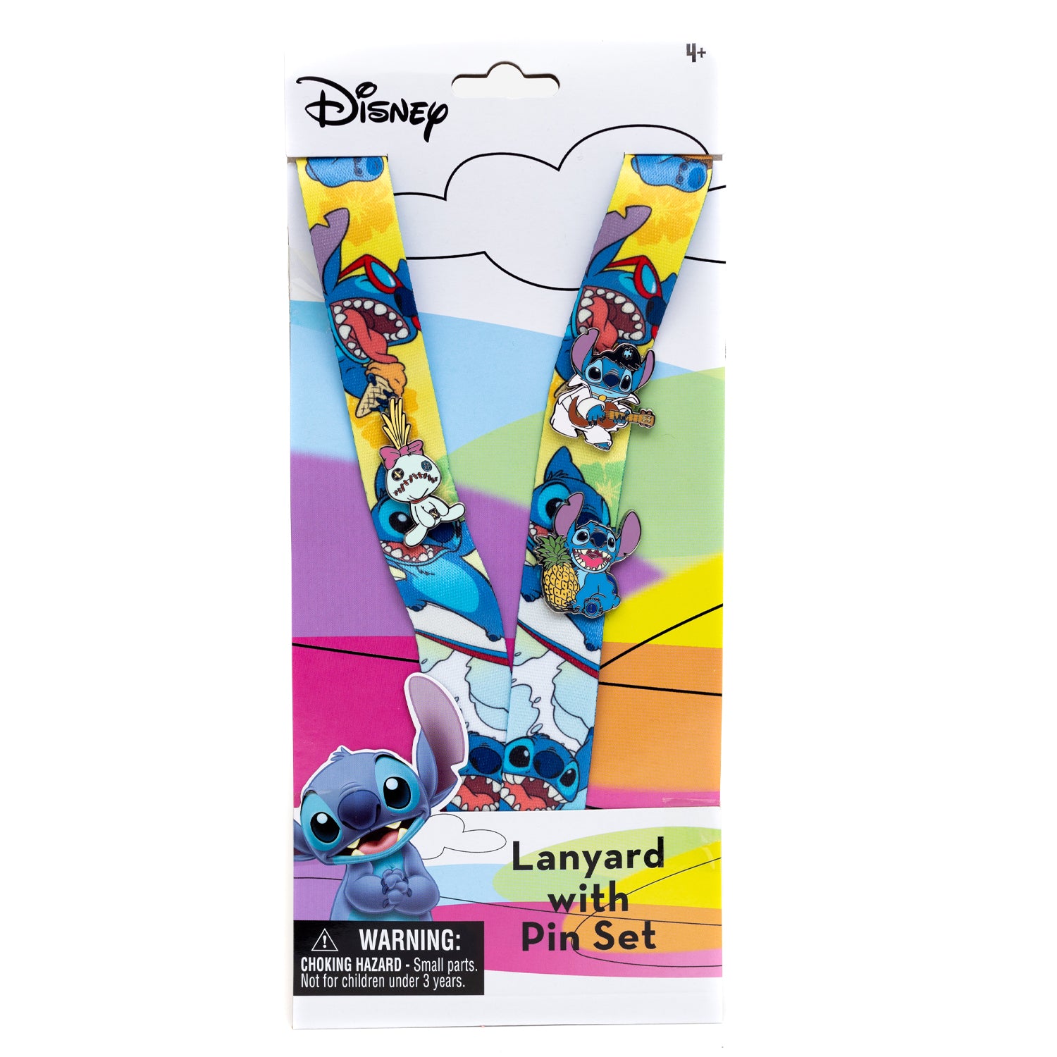 Disney San Diego Comic Con Exclusive Stitch Lanyard with 3 Piece Pin Set