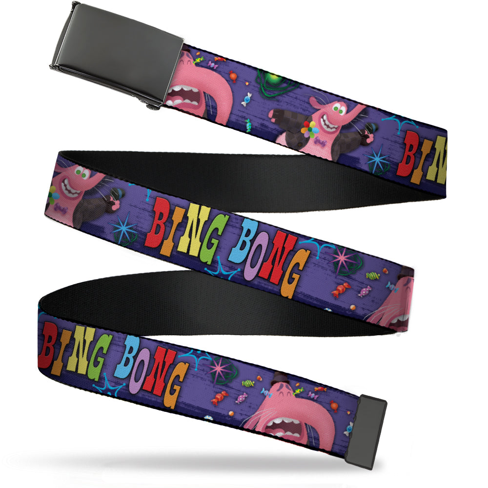 Black Buckle Web Belt - BING BONG Poses/Candy Purples/Multi Color Webbing