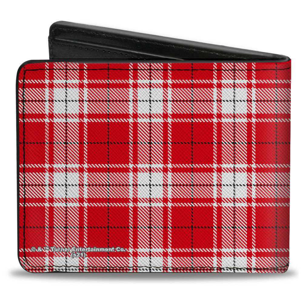Bi-Fold Wallet - A Christmas Story RALPHIE Smiling Face Plaid Red White Green