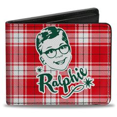 Bi-Fold Wallet - A Christmas Story RALPHIE Smiling Face Plaid Red White Green