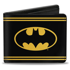 Bi-Fold Wallet - Batman Shield Double-Stripe Black Yellow