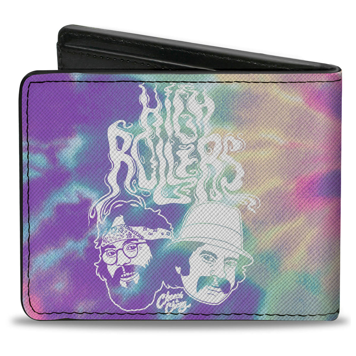 Bi-Fold Wallet - CHEECH &amp; CHONG HIGH ROLLERS Smoke Pose Tie Dye Purples/White
