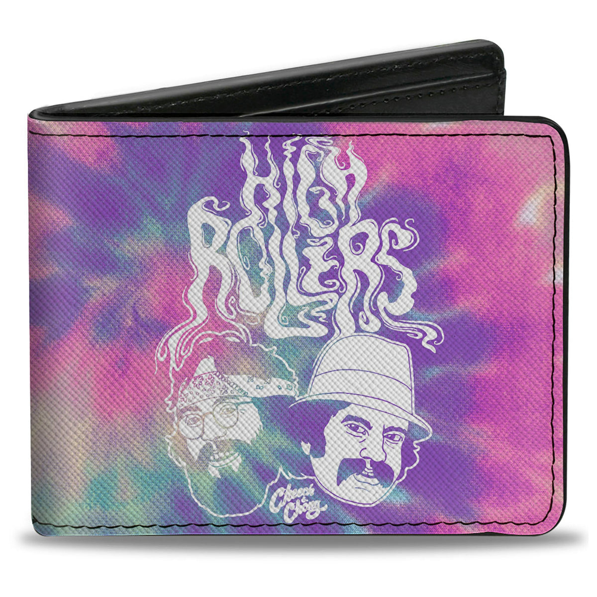 Bi-Fold Wallet - CHEECH &amp; CHONG HIGH ROLLERS Smoke Pose Tie Dye Purples/White