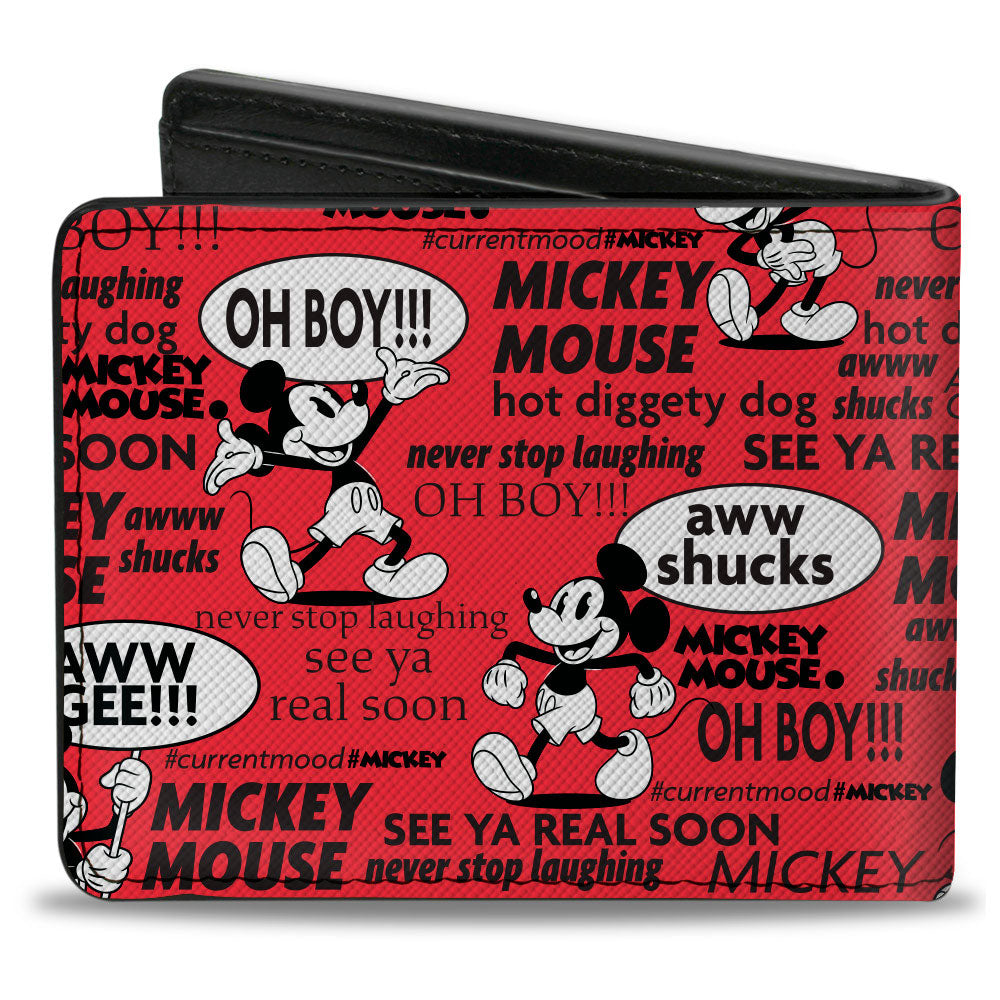 Bi-Fold Wallet - Mickey Mouse Poses and Quotes Collage Red/Black/White