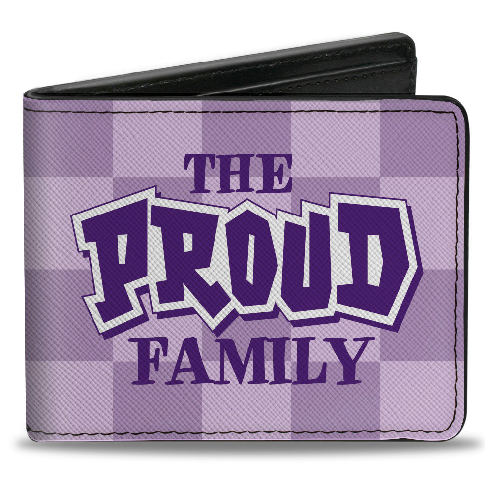 Bi-Fold Wallet - THE PROUD FAMILY Title Logo Checker Lavender/White/Blue