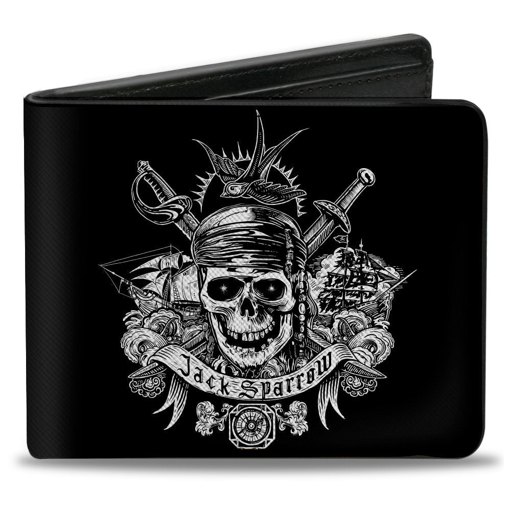 Bi-Fold Wallet - Pirates of the Caribbean JACK SPARROW Skull Black/White