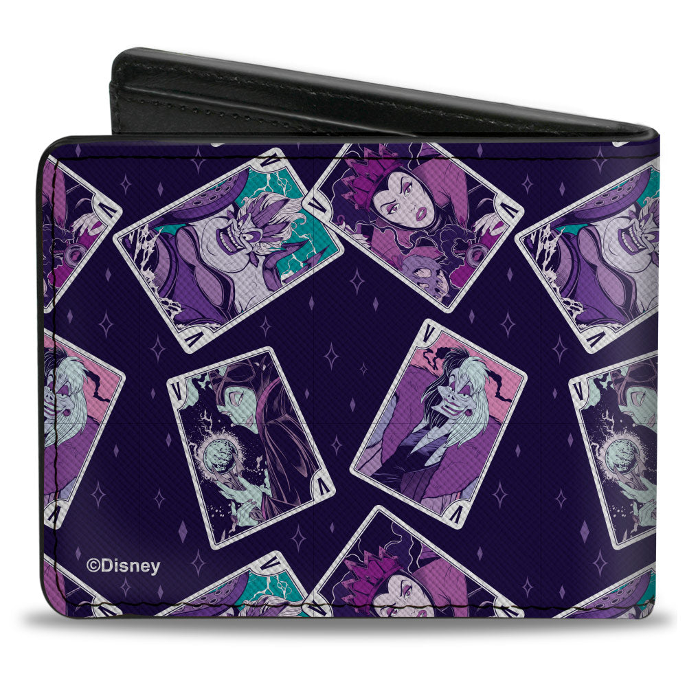 Bi-Fold Wallet - Disney Villains Card Poses Collage Purples