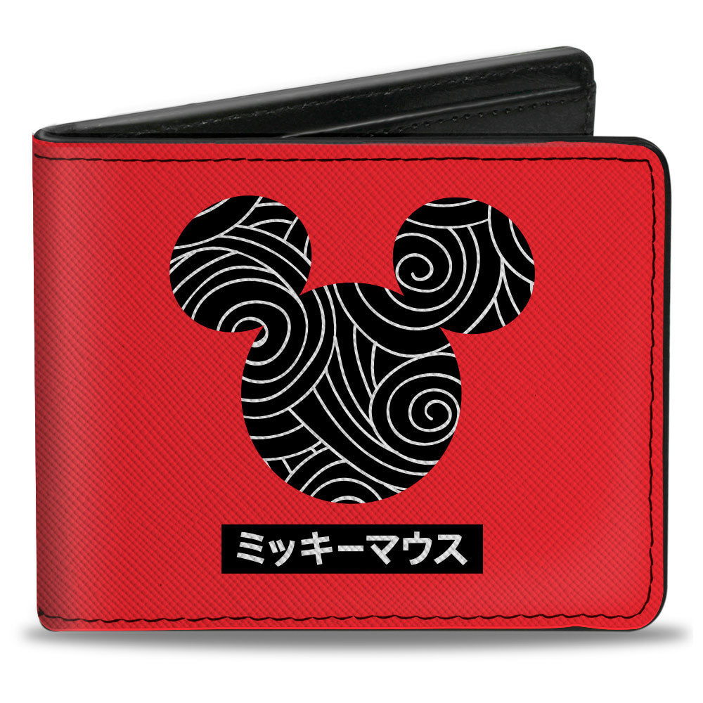 Bi-Fold Wallet - Mickey Mouse Ears and Japanese Characters Red/Black/White