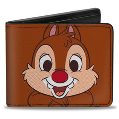 Bi-Fold Wallet - Chip n' Dale Character Face Close-Ups Brown