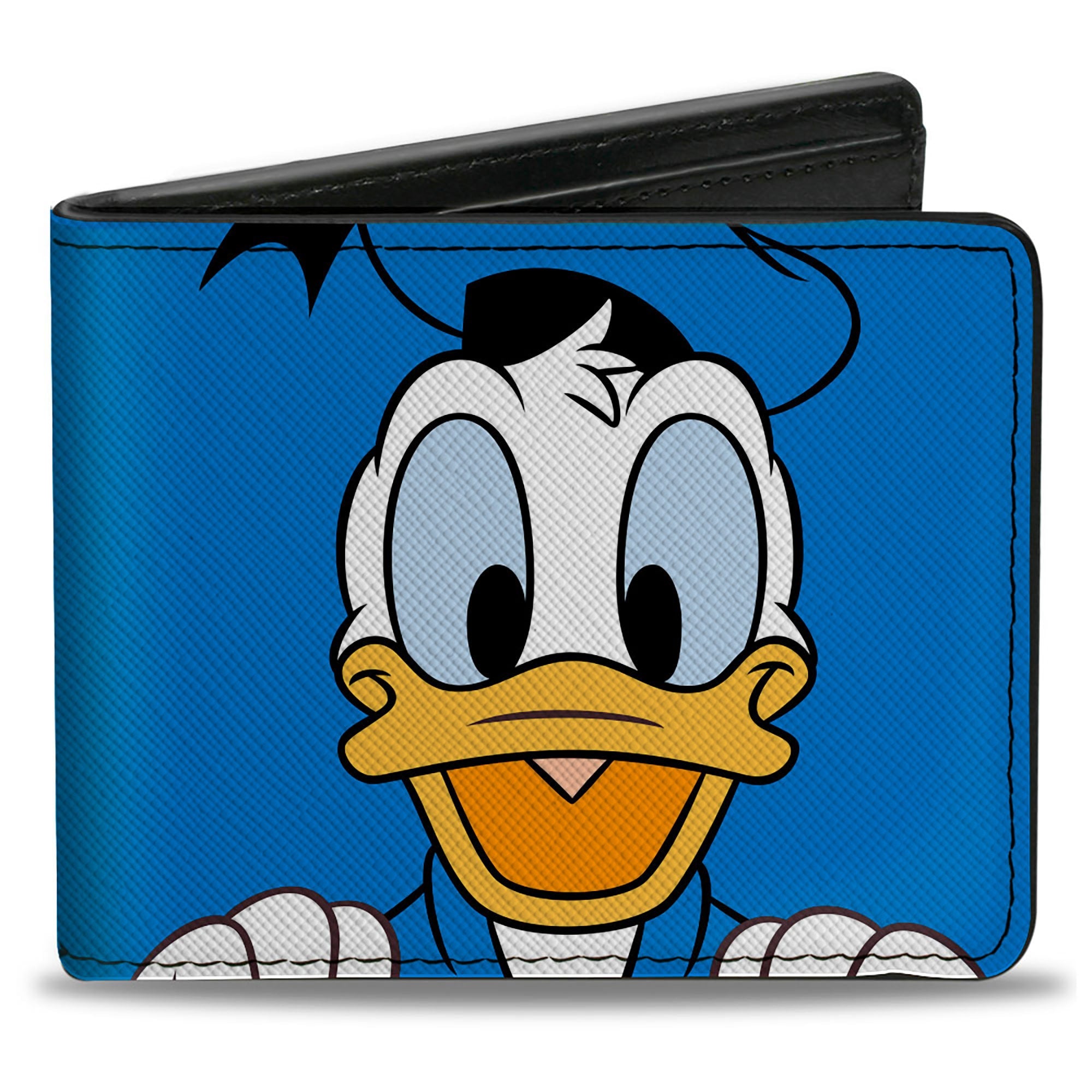 Bi-Fold Wallet - Donald Duck Character Face Close-Up and Autograph Blue