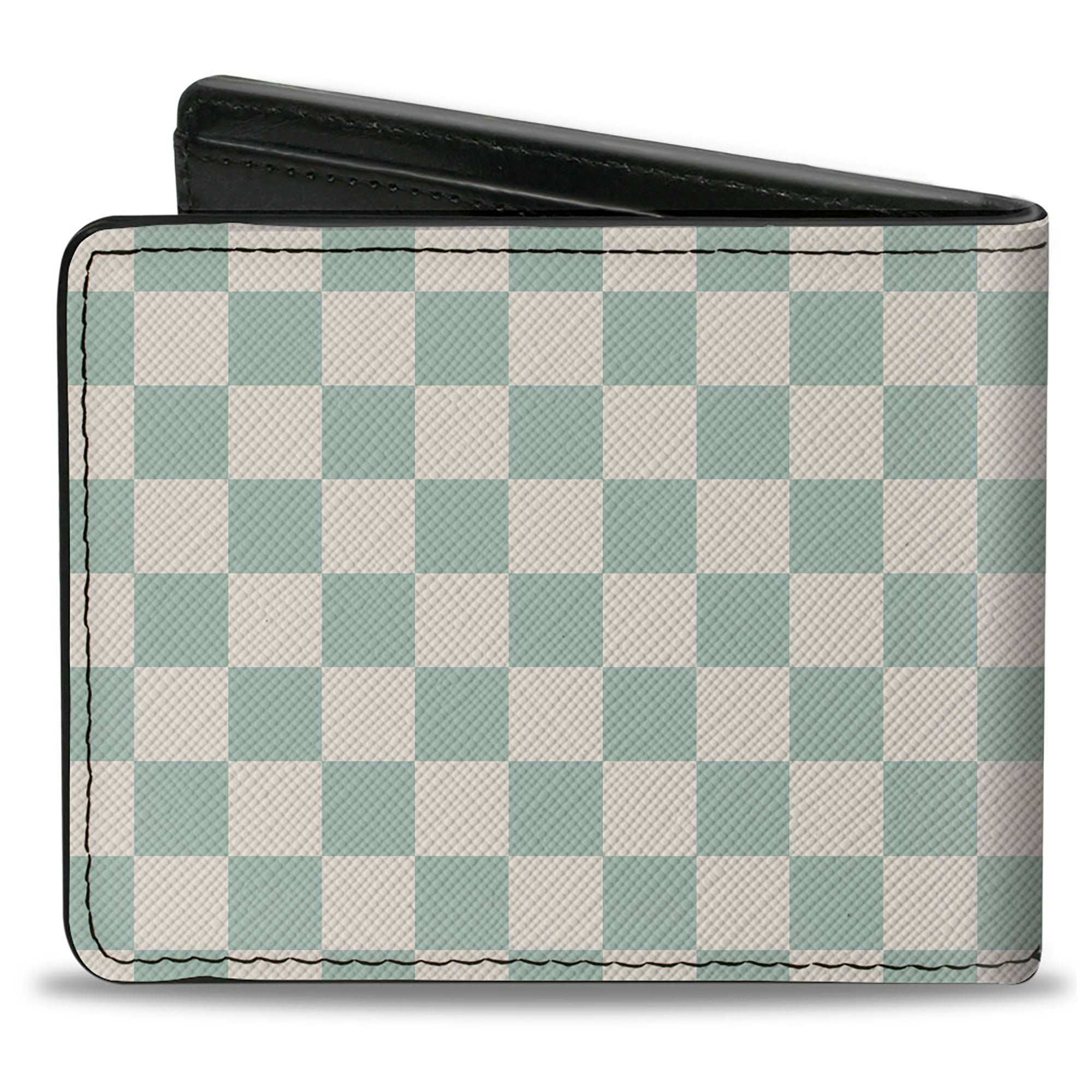 Bi-Fold Wallet - Mickey Mouse Smiling Checker Grays/Green