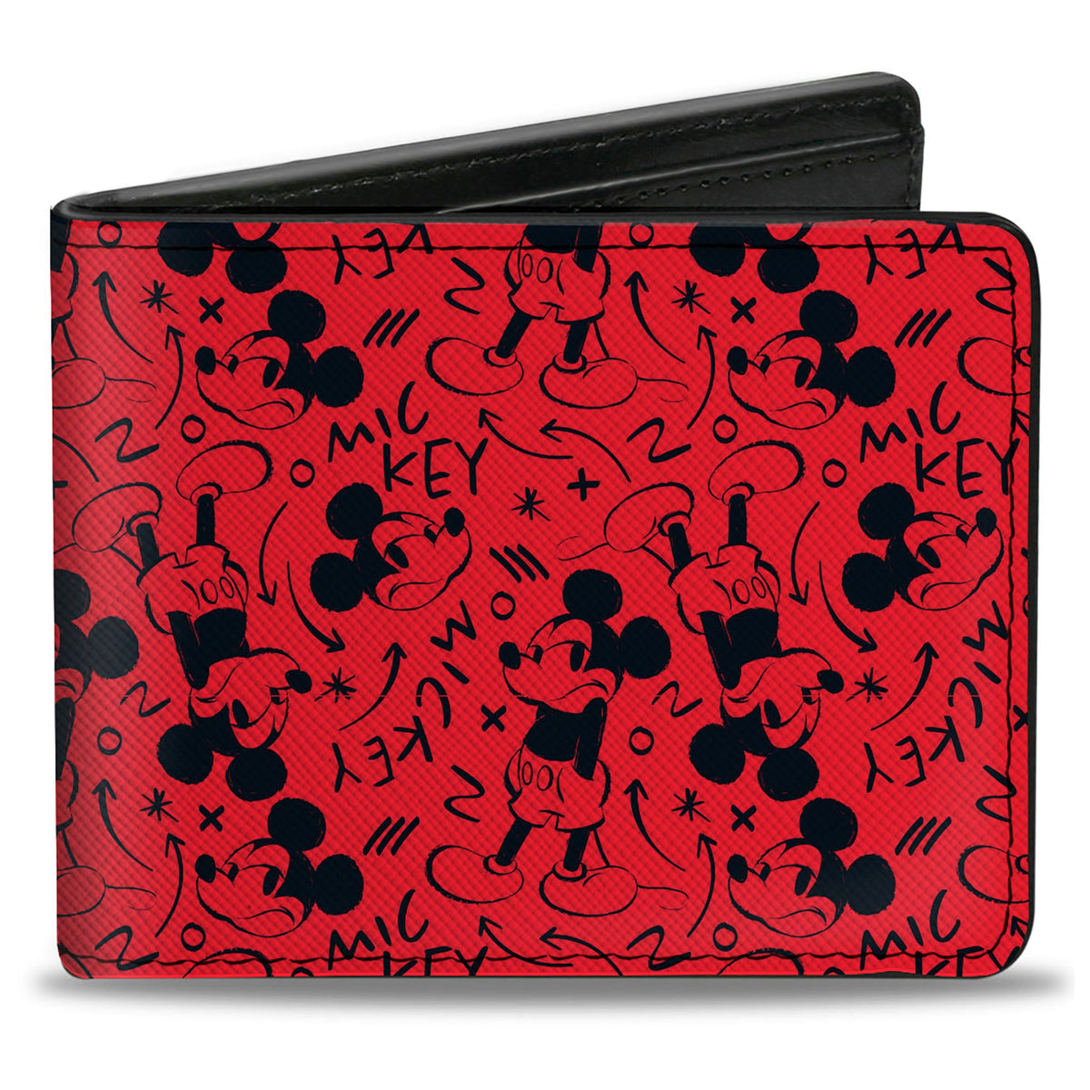 Bi-Fold Wallet - Mickey Mouse Pose and Expression Scattered Red/Black