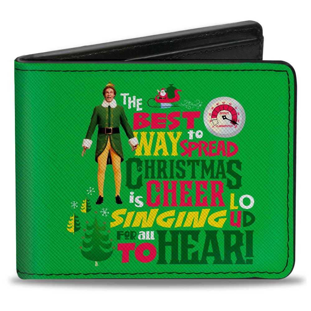 Bi-Fold Wallet - Elf Buddy the Elf THE BEST WAY TO SPREAD CHRISTMAS CHEER Quote Greens Red Yellow White