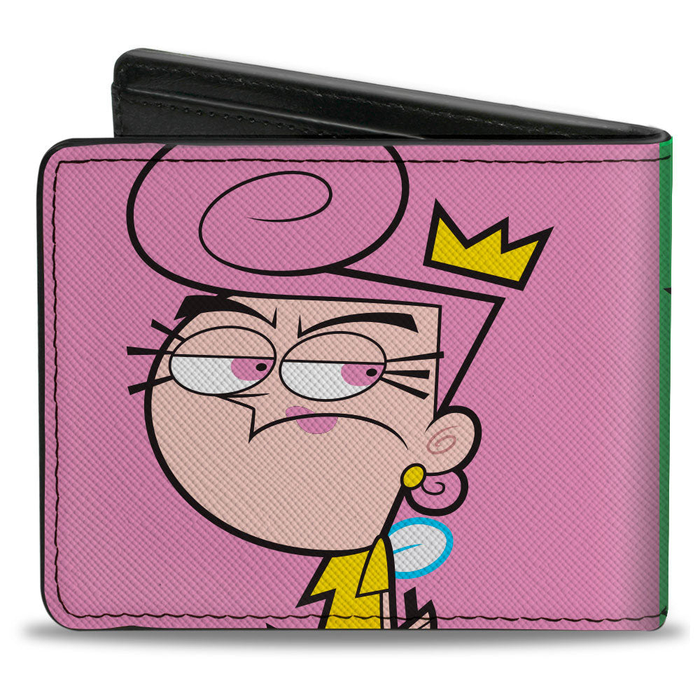 Bi-Fold Wallet - The Fairly OddParents Cosmo Green + Wanda Pink Poses