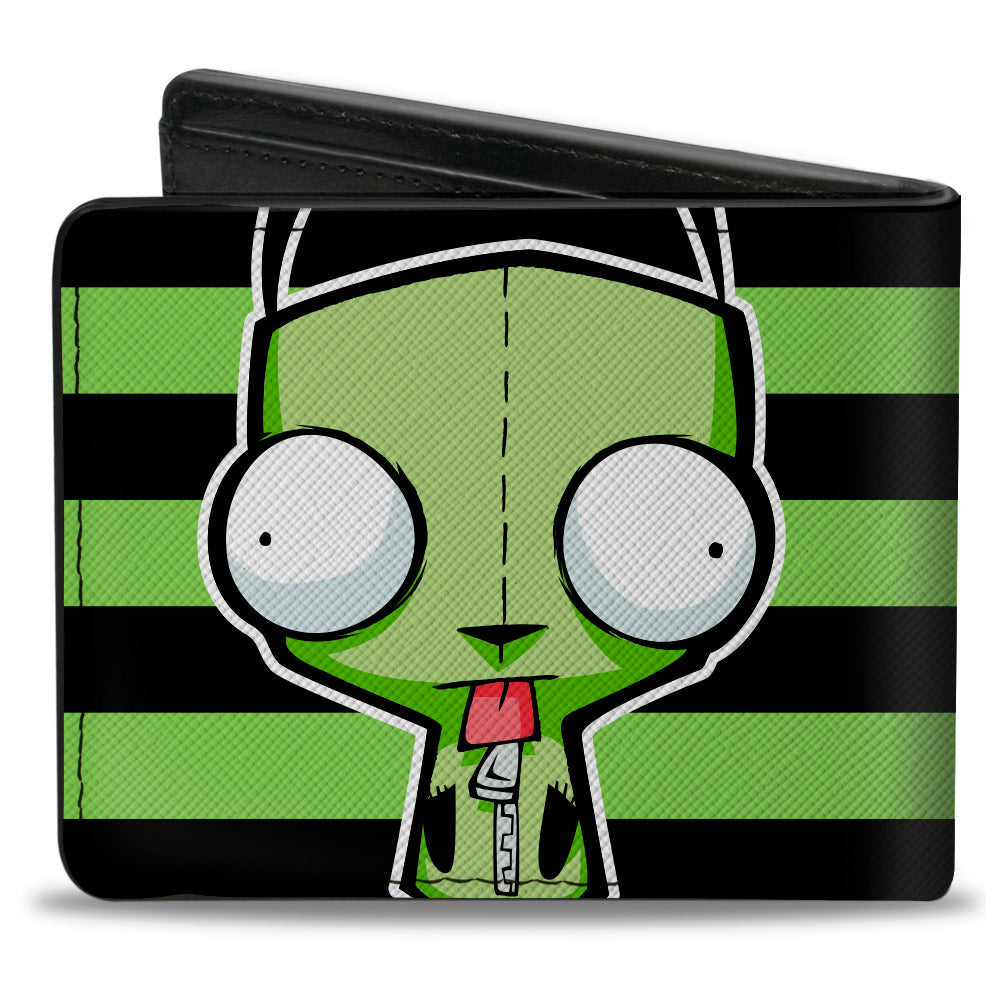 Bi-Fold Wallet - Invader Zim GIR Pose Stripe Green/Black