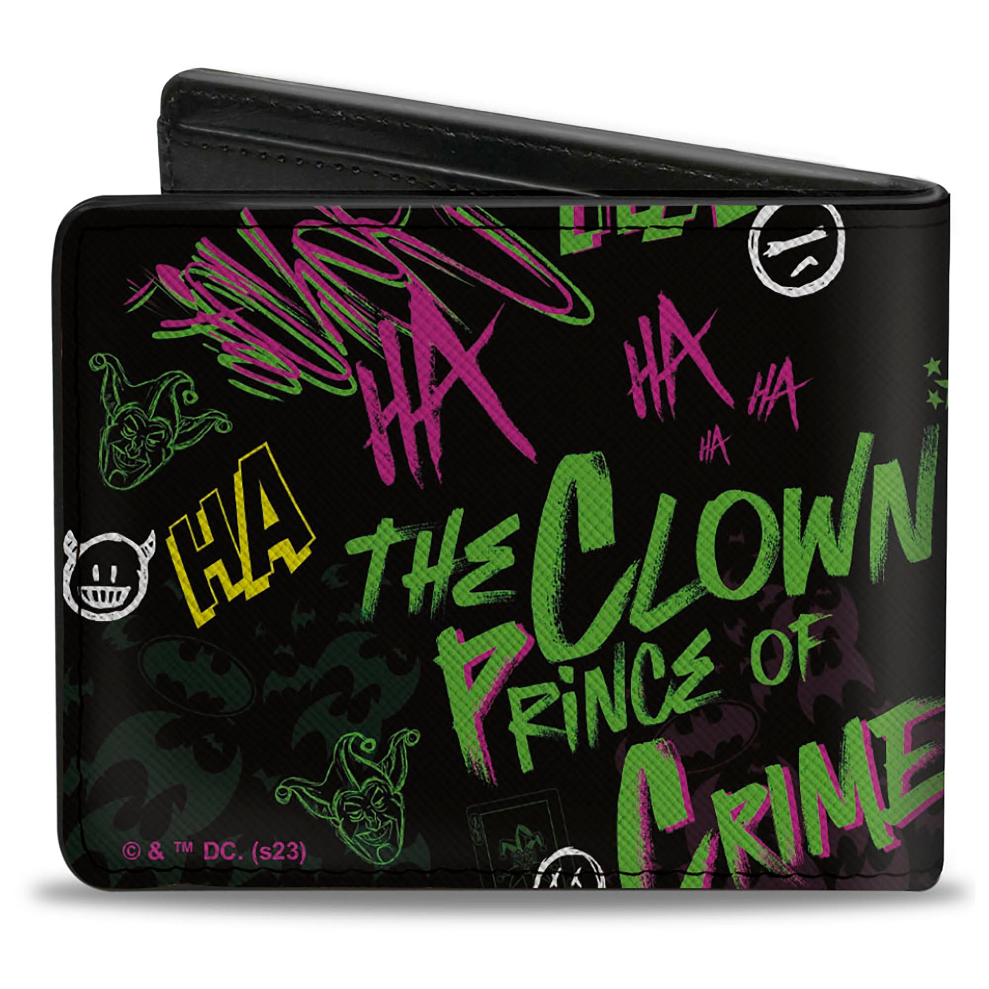 Bi-Fold  Wallet - Joker THE CLOWN PRINCE OF CRIME Collage Black/Multi Neon