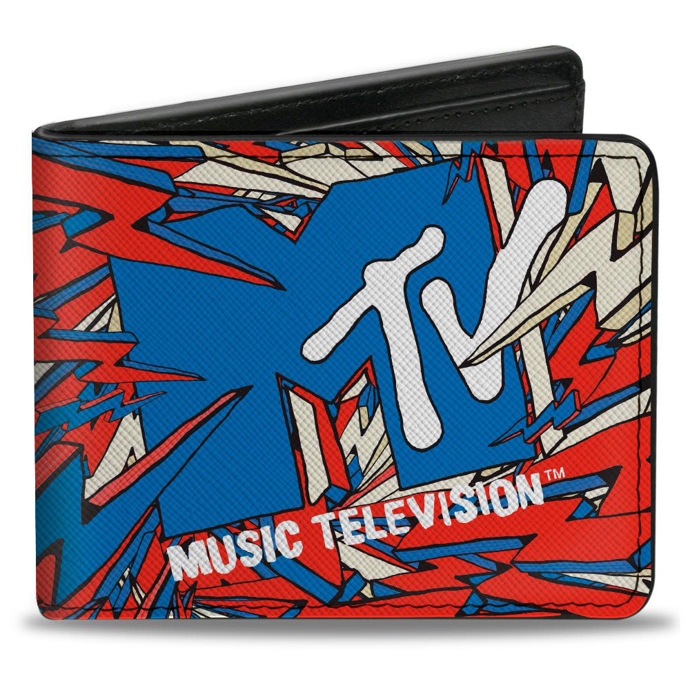 Bi-Fold Wallet - MTV Music Television Bolts Logo Blue/White/Red
