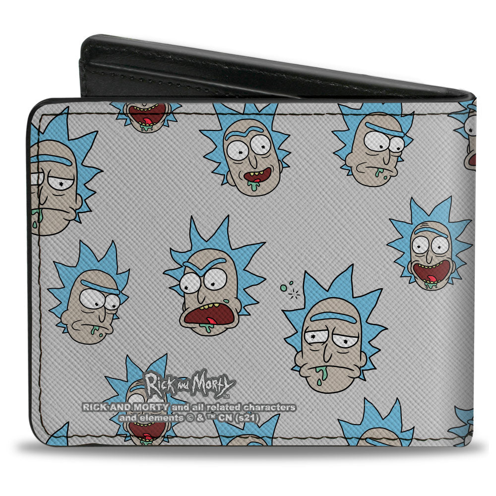 Bi-Fold Wallet - Rick and Morty Rick Expressions Scattered Gray