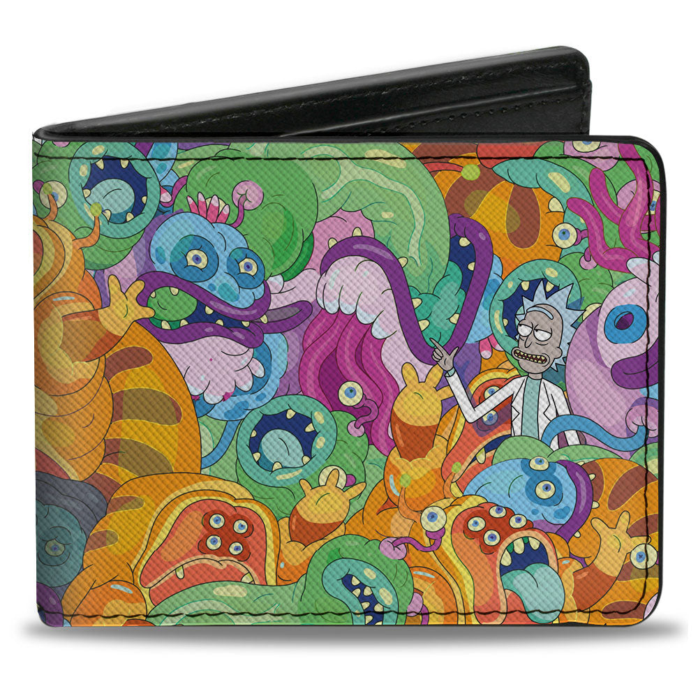 Bi-Fold Wallet - Rick and Morty Rick with Monsters Collage Multi Color