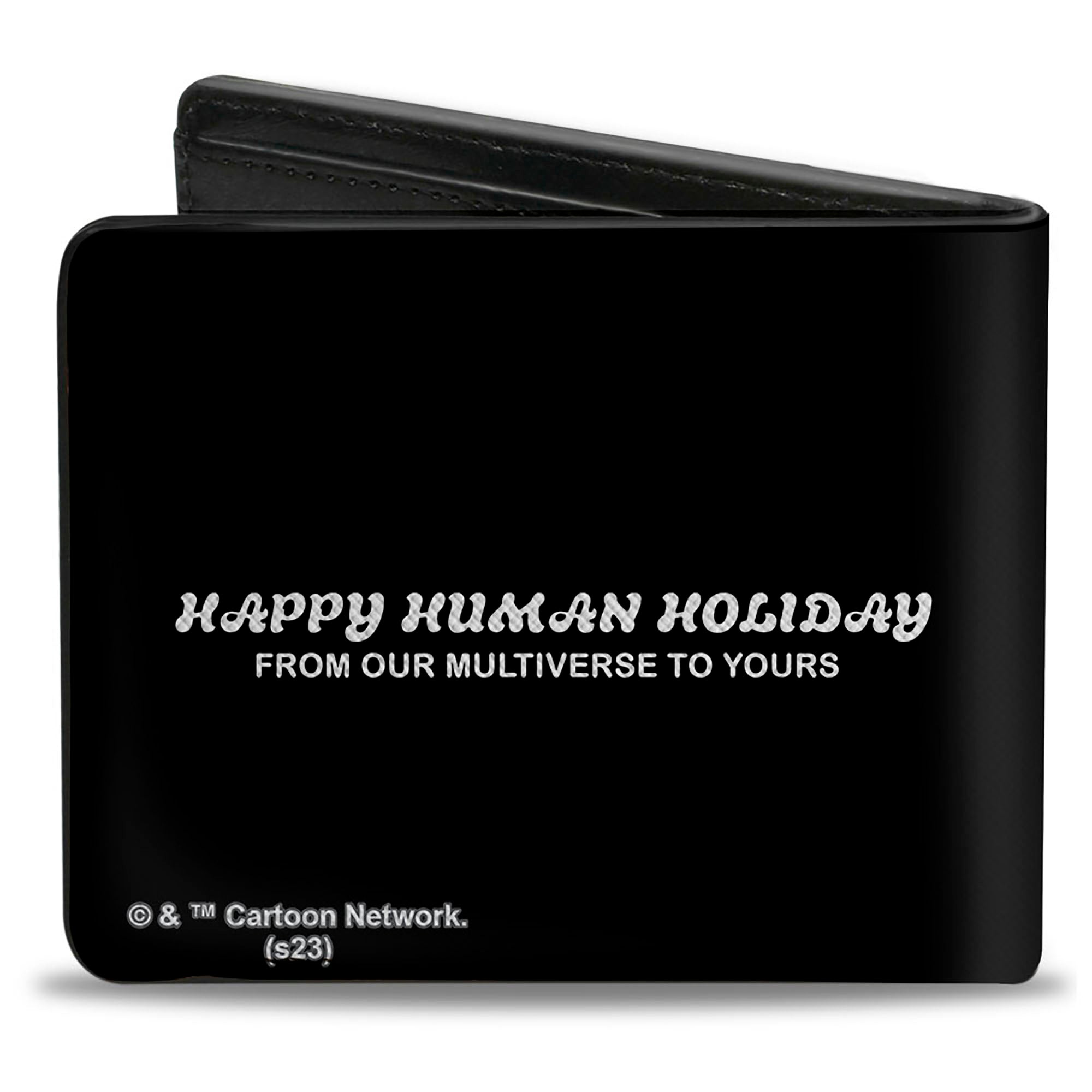 Bi-Fold Wallet - Rick and Morty Holiday MERRY RICKMAS Pose + HAPPY HUMAN HOLIDAY Black