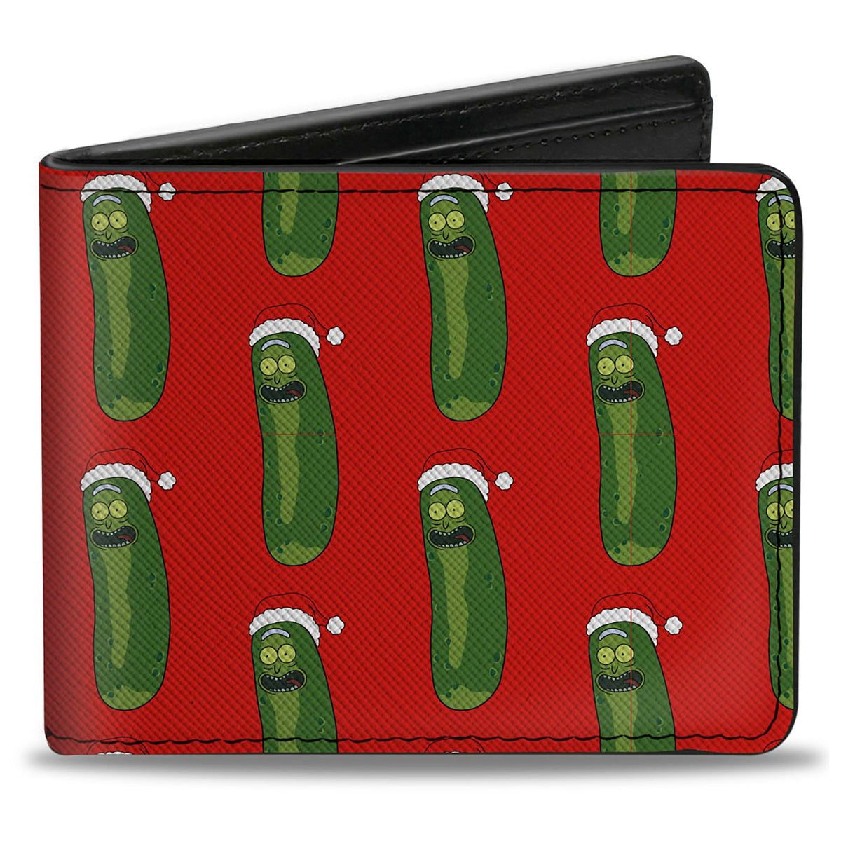 Bi-Fold Wallet - Rick and Morty Holiday Pickle Rick Santa Clause Pose Red