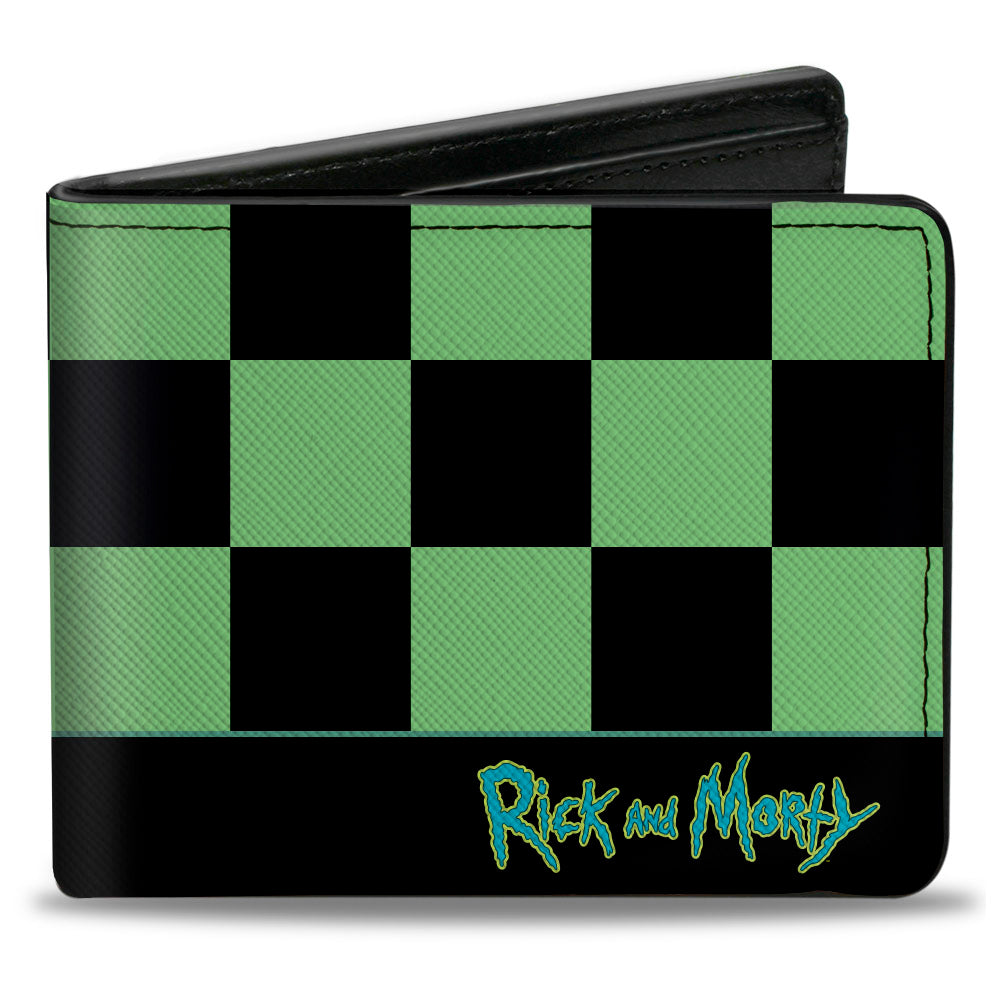 Bi-Fold Wallet - RICK AND MORTY Rick Running Pose Checker Black/Green