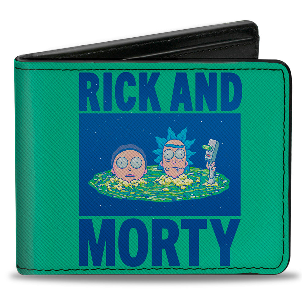 Bi-Fold Wallet - RICK AND MORTY Floating Portal Pose Turquoise/Blue