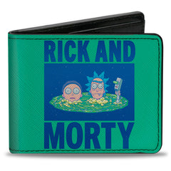 Bi-Fold Wallet - RICK AND MORTY Floating Portal Pose Turquoise/Blue