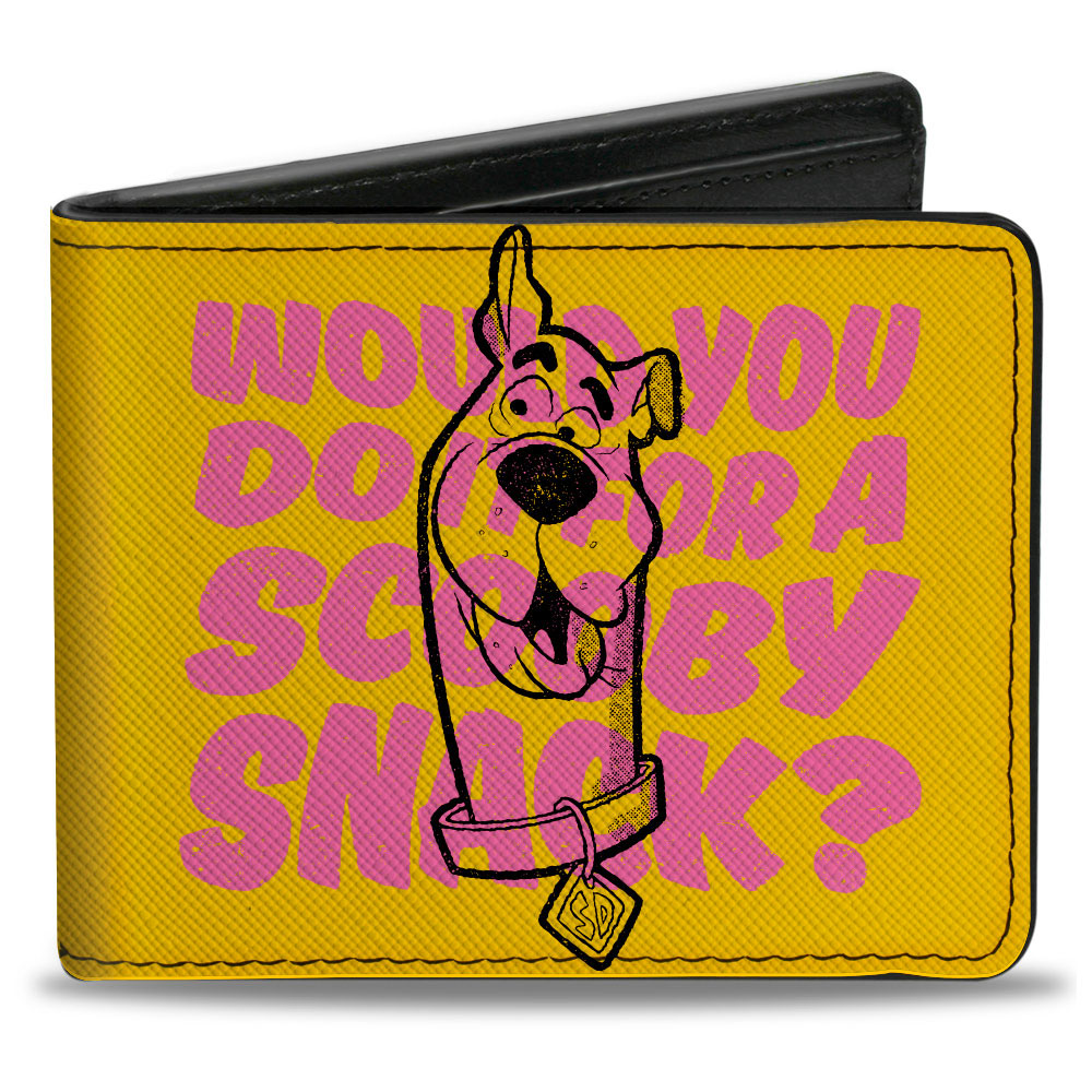 Bi-Fold Wallet - Scooby Doo WOULD YOU DO IT FOR A SCOOBY SNACK? Pose Yellow/Pink/Black