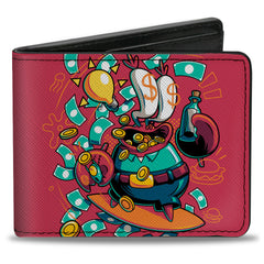 Bi-Fold Wallet - SpongeBob Mr. Krabs Dollar Sign Pose Pink