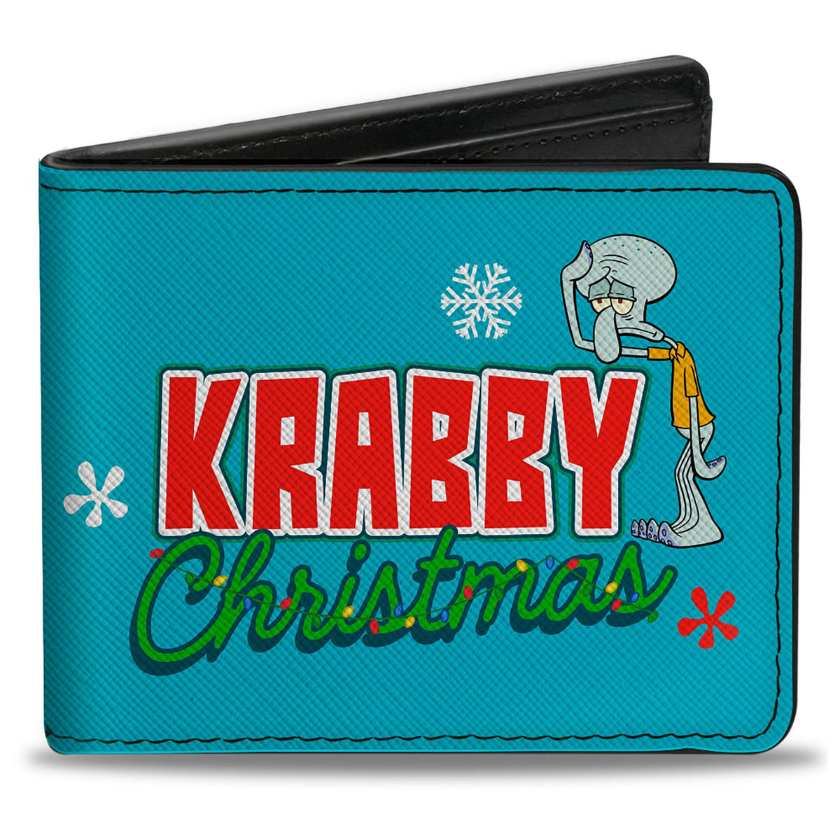 Bi-Fold Wallet - SpongeBob Squidward KRABBY CHRISTMAS Pose Blue