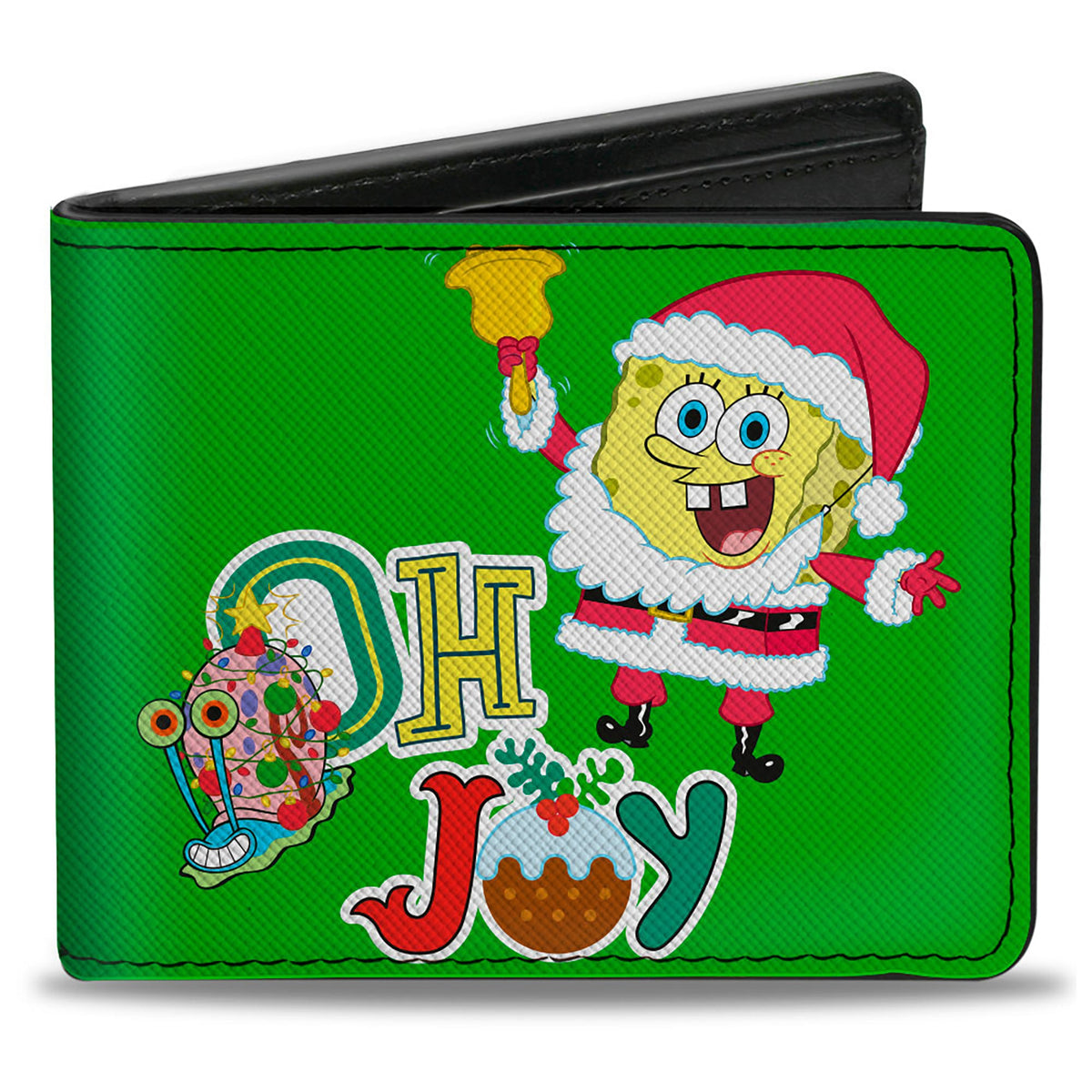 Bi-Fold Wallet - SpongeBob SquarePants and Gary OH JOY Holiday Christmas Pose Green