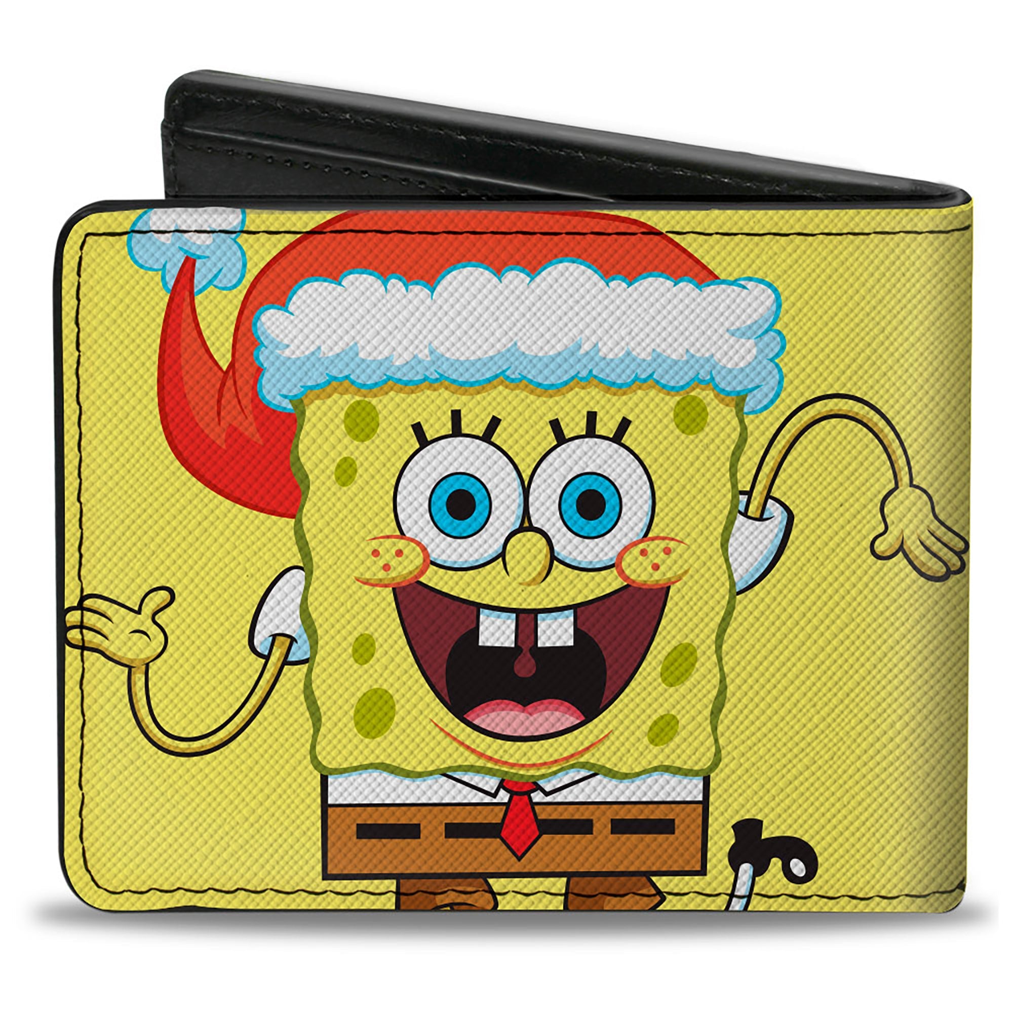Bi-Fold Wallet - SpongeBob SquarePants Wavy Arms Santa Holiday Christmas Pose Yellow