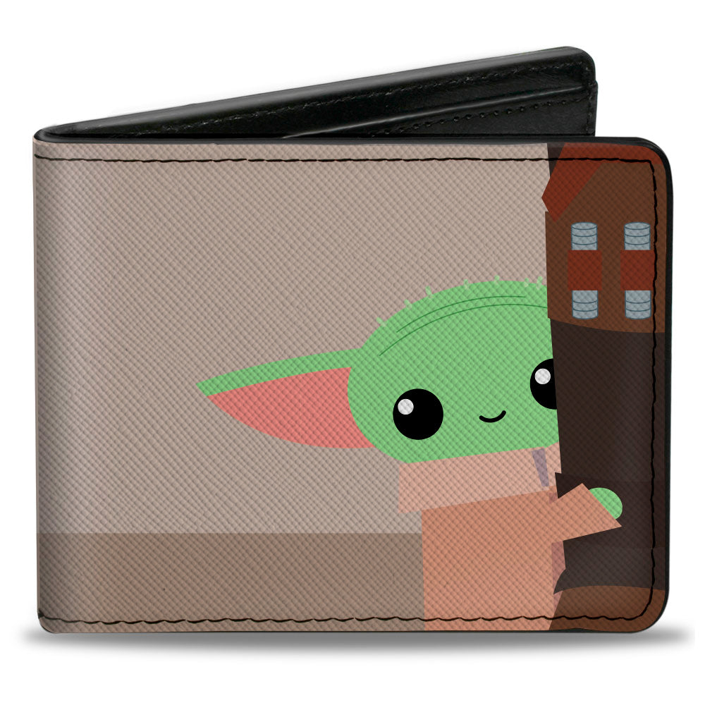 Bi-Fold Wallet - Star Wars The Mandalorian with The Child Hiding Pose Browns