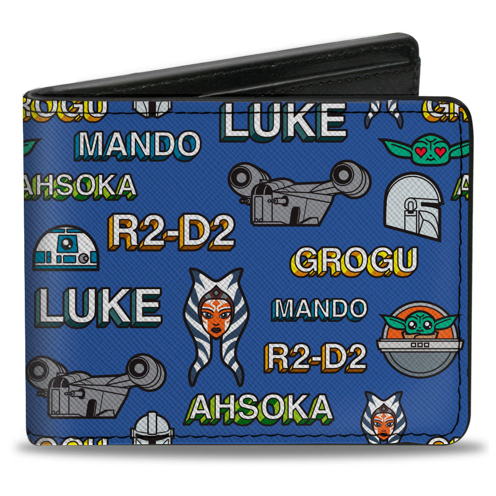 Bi-Fold Wallet - Star Wars Character Icon and Name Collage Blue