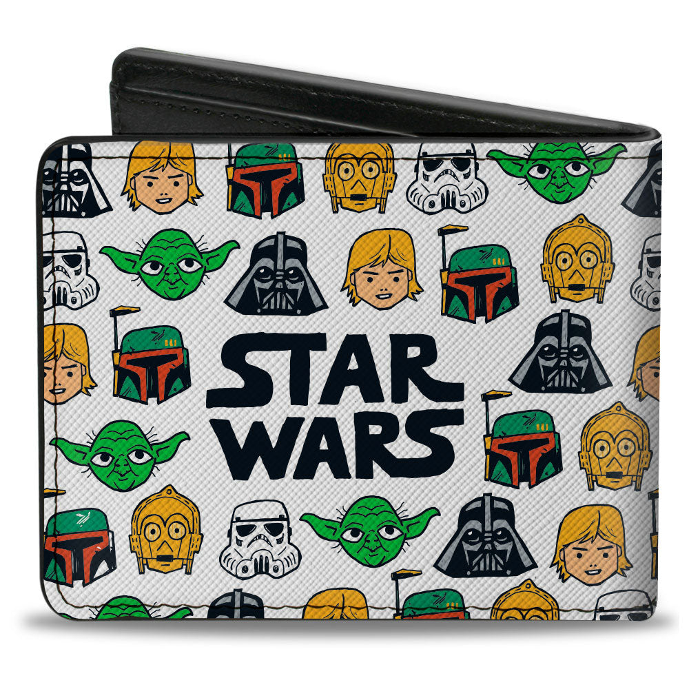Bi-Fold Wallet - STAR WARS 6-Character Face Collage White
