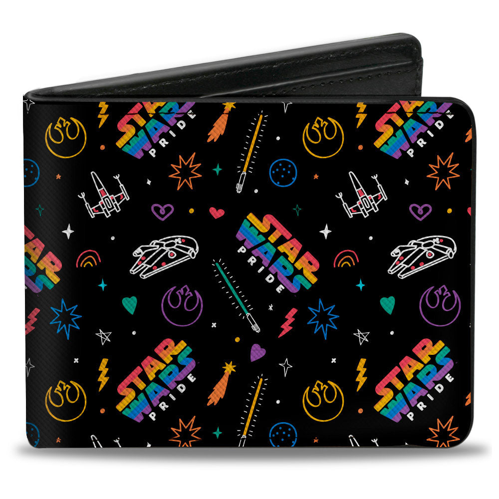 Bi-Fold Wallet - STAR WARS PRIDE Logo and Icons Collage Black/Rainbow