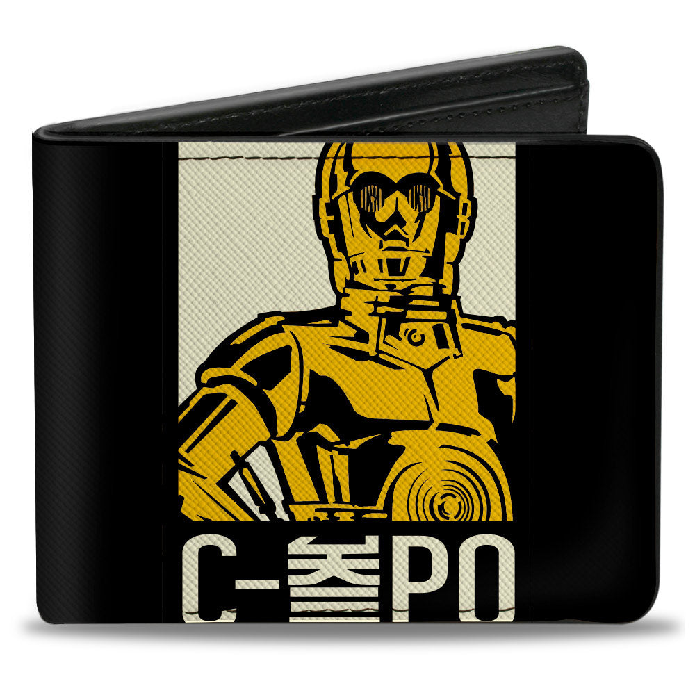 Bi-Fold Wallet - Star Wars C-3PO Typography Pose Block Black/Yellows