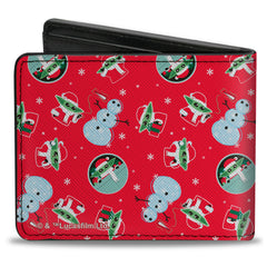 Bi-Fold Wallet - Star Wars Grogu The Child and Snowman Holiday Christmas Collage Red